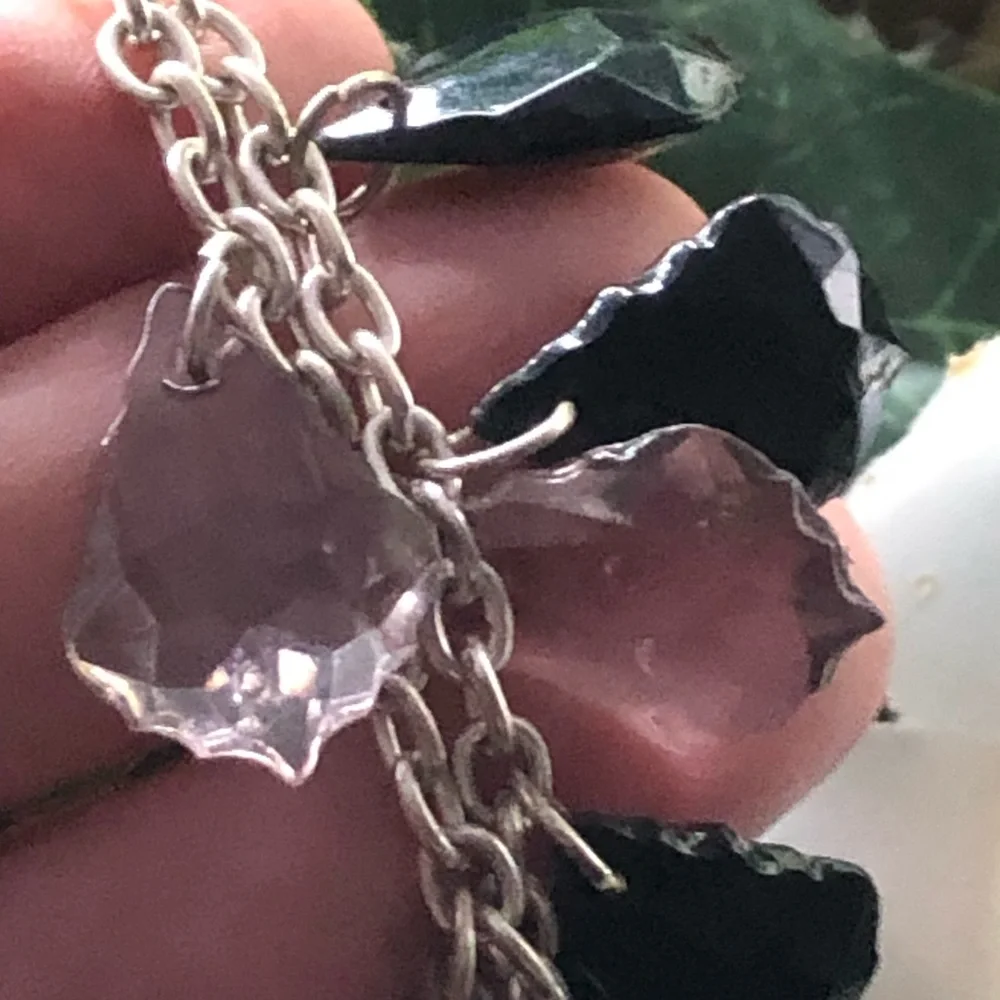 Triple row faceted chandelier gem layered elegant necklace